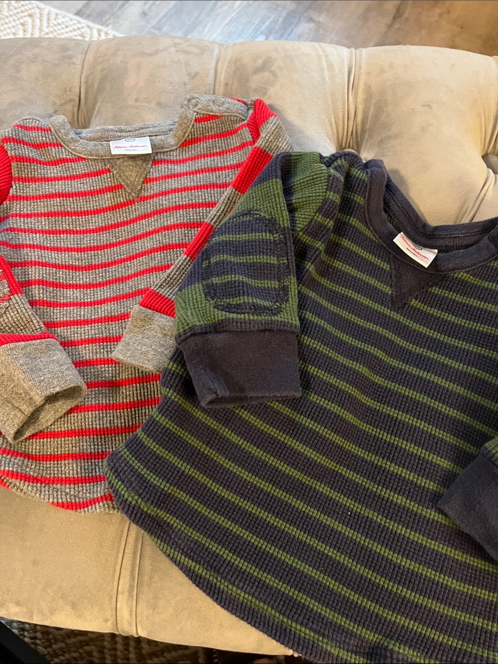 Hanna Andersson Striped Crewneck Sweaters/jerseys in Red/Gray and Navy/Green